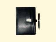 BKCPRO - Black Leatherette Pu Lock Diary & Pen Combo Set